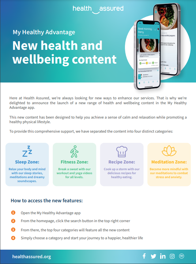 My Healthy Advantage App – New Health and Wellbeing Content